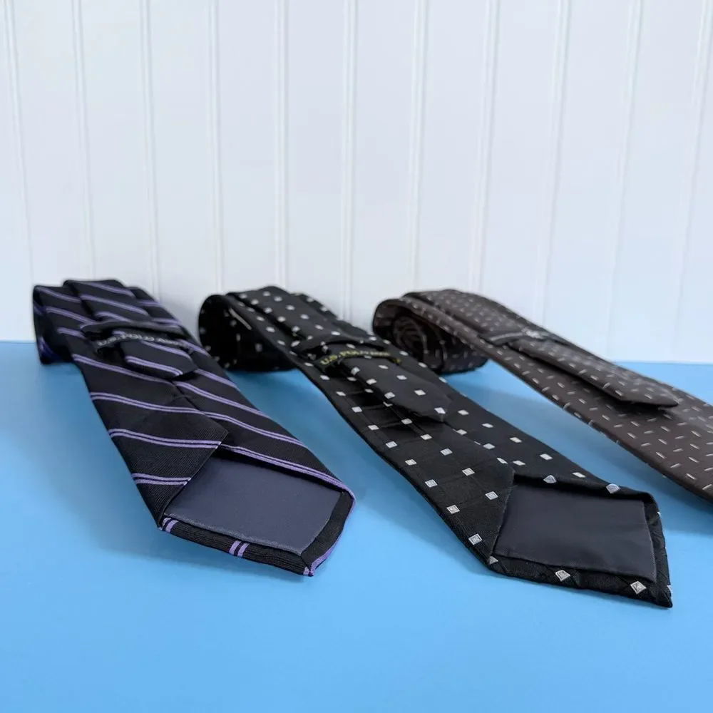 Bundle Of 3 U.S. Polo Assn. Men's Tie Trio - Black, Purple, Brown
